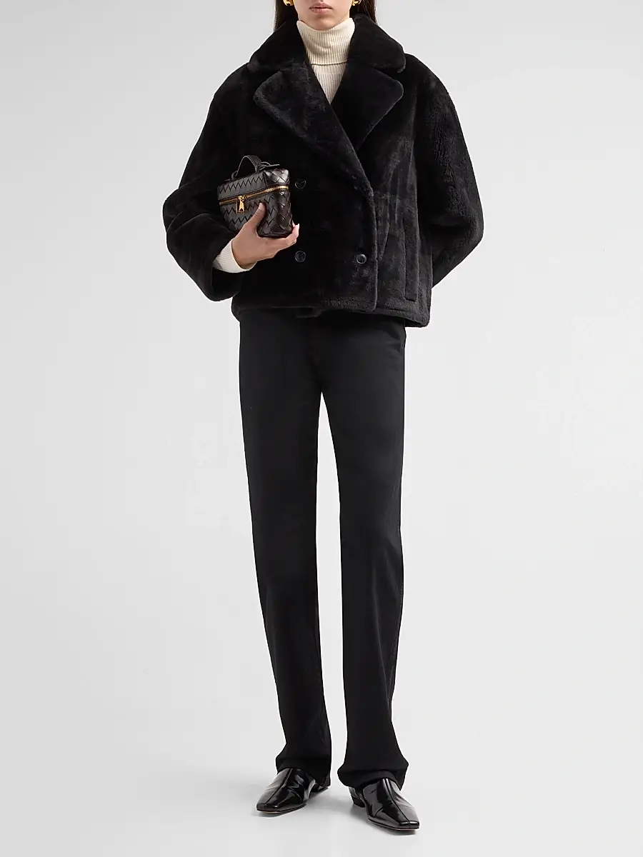 Yves Salomon Women's Shearling Double-Breasted Jacket | Thumbnail 2 Yves Salomon Women's Shearling Double-Breasted Jacket | Thumbnail 2