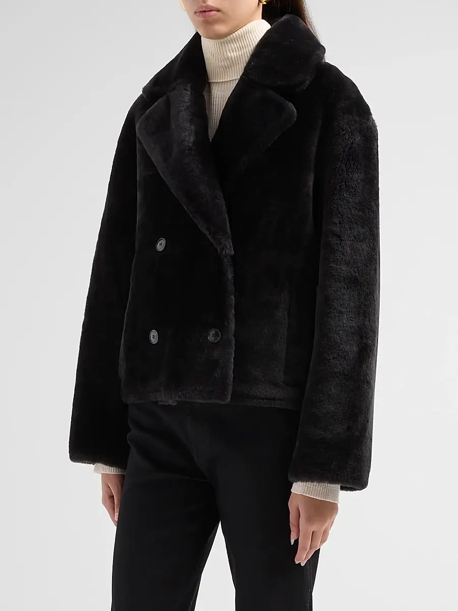 Yves Salomon Women's Shearling Double-Breasted Jacket | Thumbnail 4 Yves Salomon Women's Shearling Double-Breasted Jacket | Thumbnail 4
