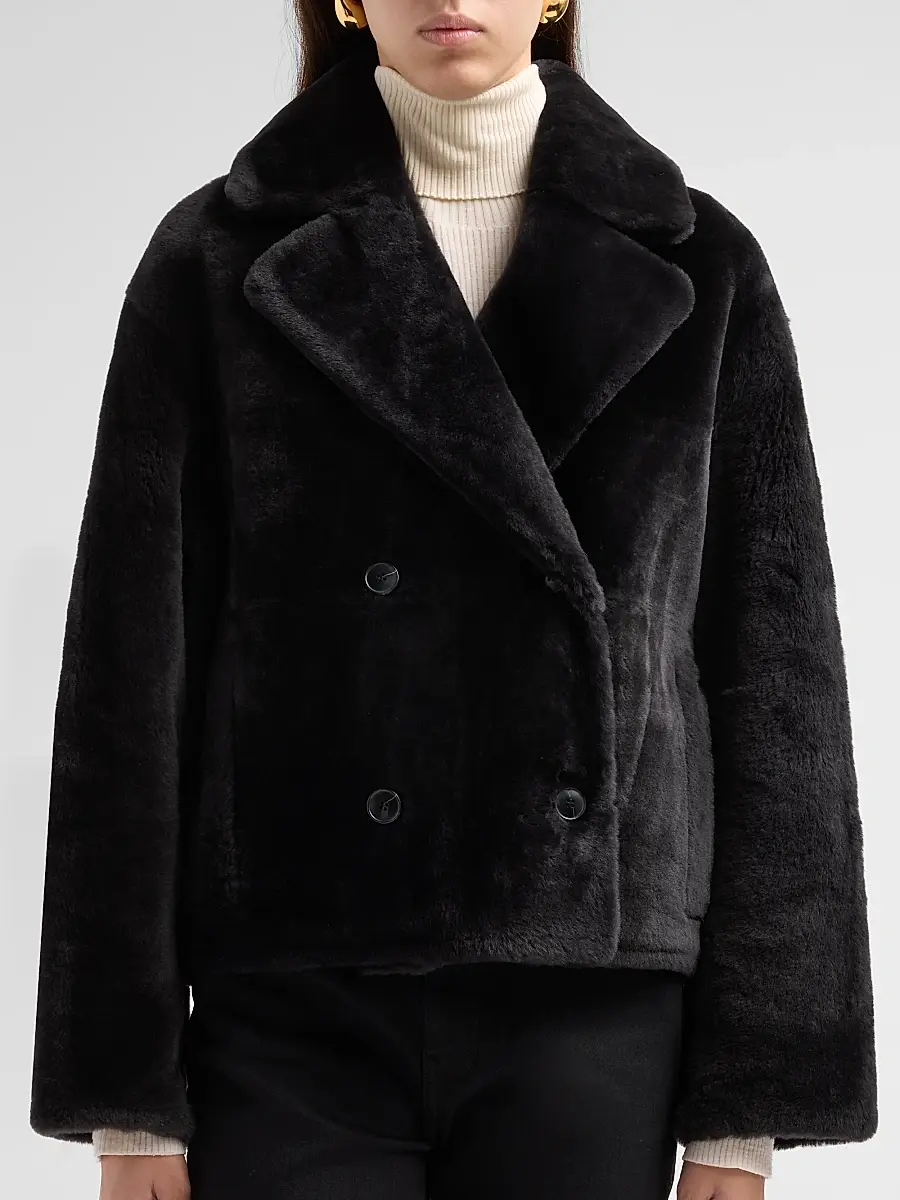 Yves Salomon Women's Shearling Double-Breasted Jacket | Thumbnail 5 Yves Salomon Women's Shearling Double-Breasted Jacket | Thumbnail 5