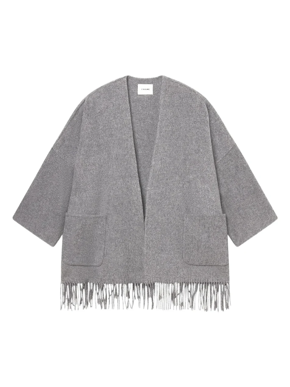 Women's Fringe Hem Wool-Blend Coat