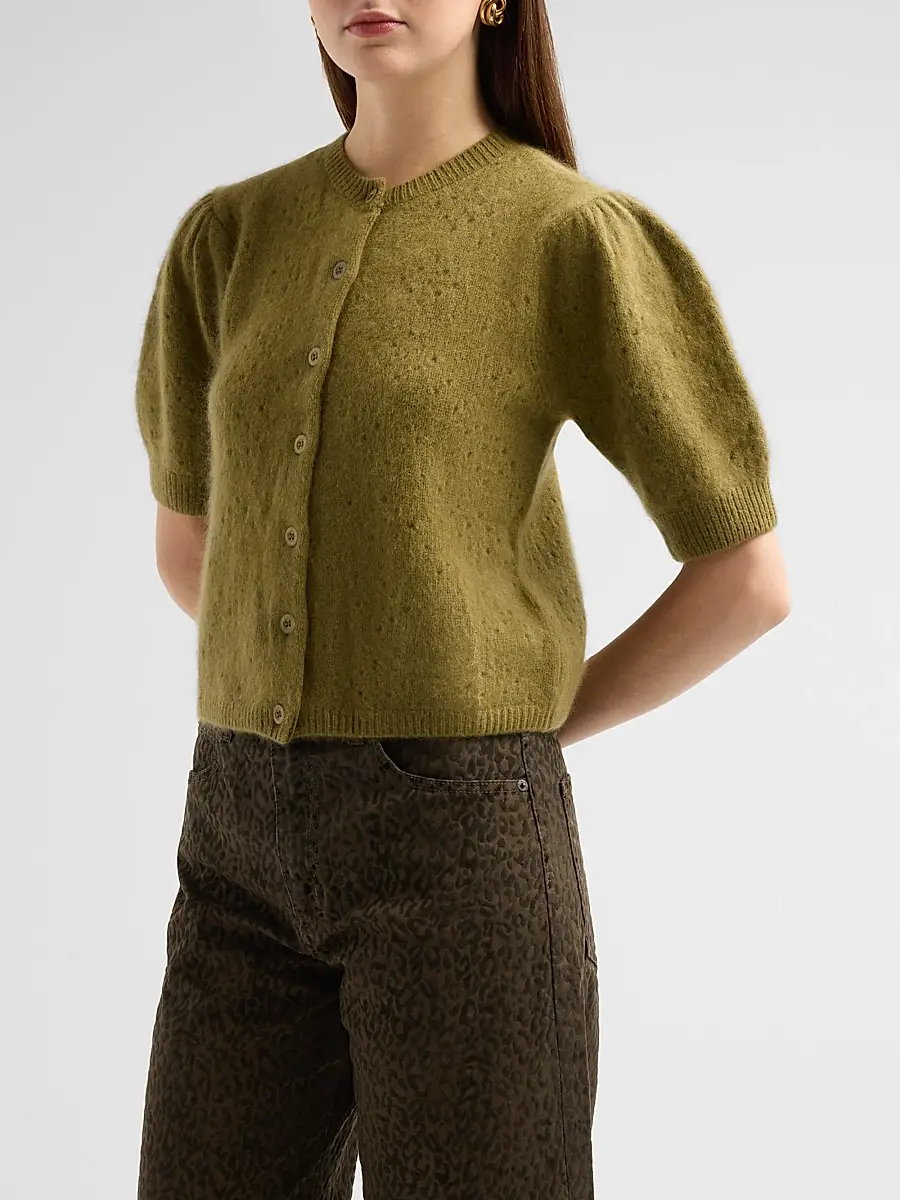 Frame Women's Wool-Cashmere Puff-Sleeve Cardigan | Thumbnail 4 Frame Women's Wool-Cashmere Puff-Sleeve Cardigan | Thumbnail 4