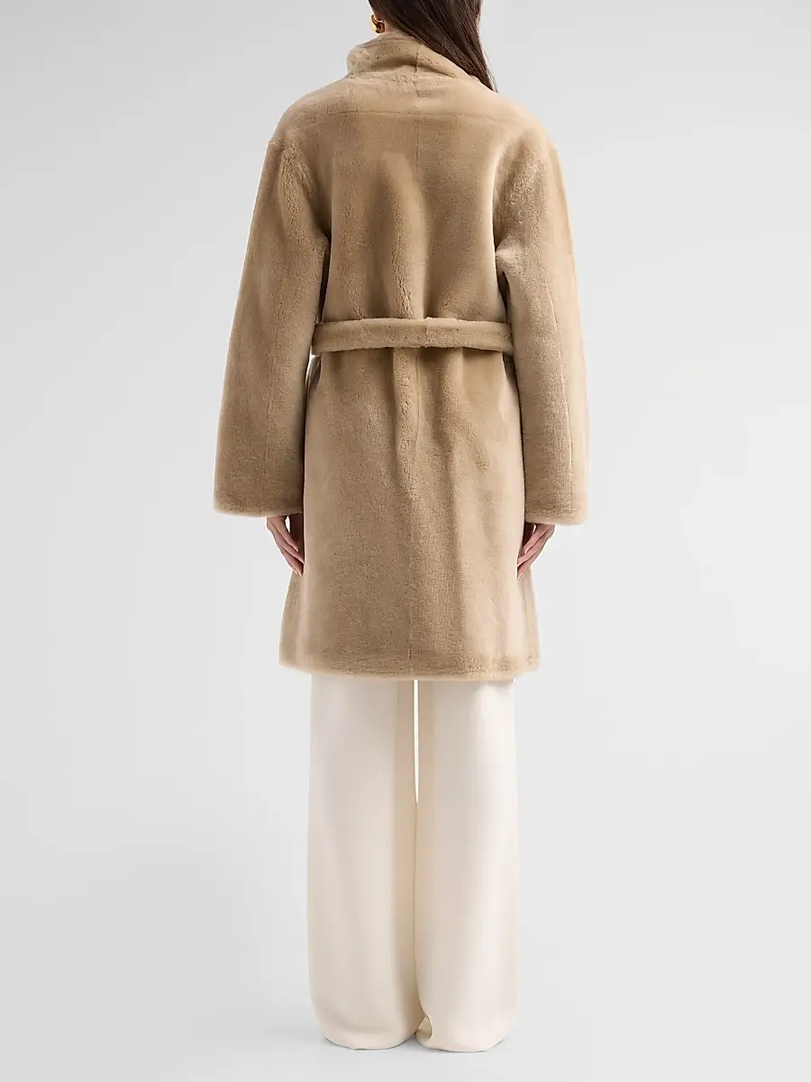 Yves Salomon Women's Shearling & Leather Reversible Coat | Thumbnail 3 Yves Salomon Women's Shearling & Leather Reversible Coat | Thumbnail 3