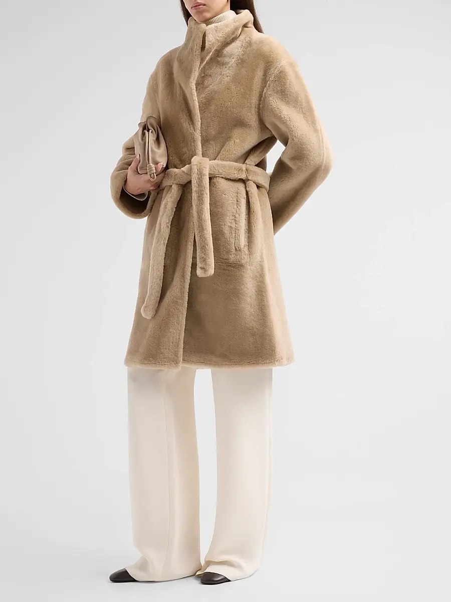 Yves Salomon Women's Shearling & Leather Reversible Coat | Thumbnail 4 Yves Salomon Women's Shearling & Leather Reversible Coat | Thumbnail 4