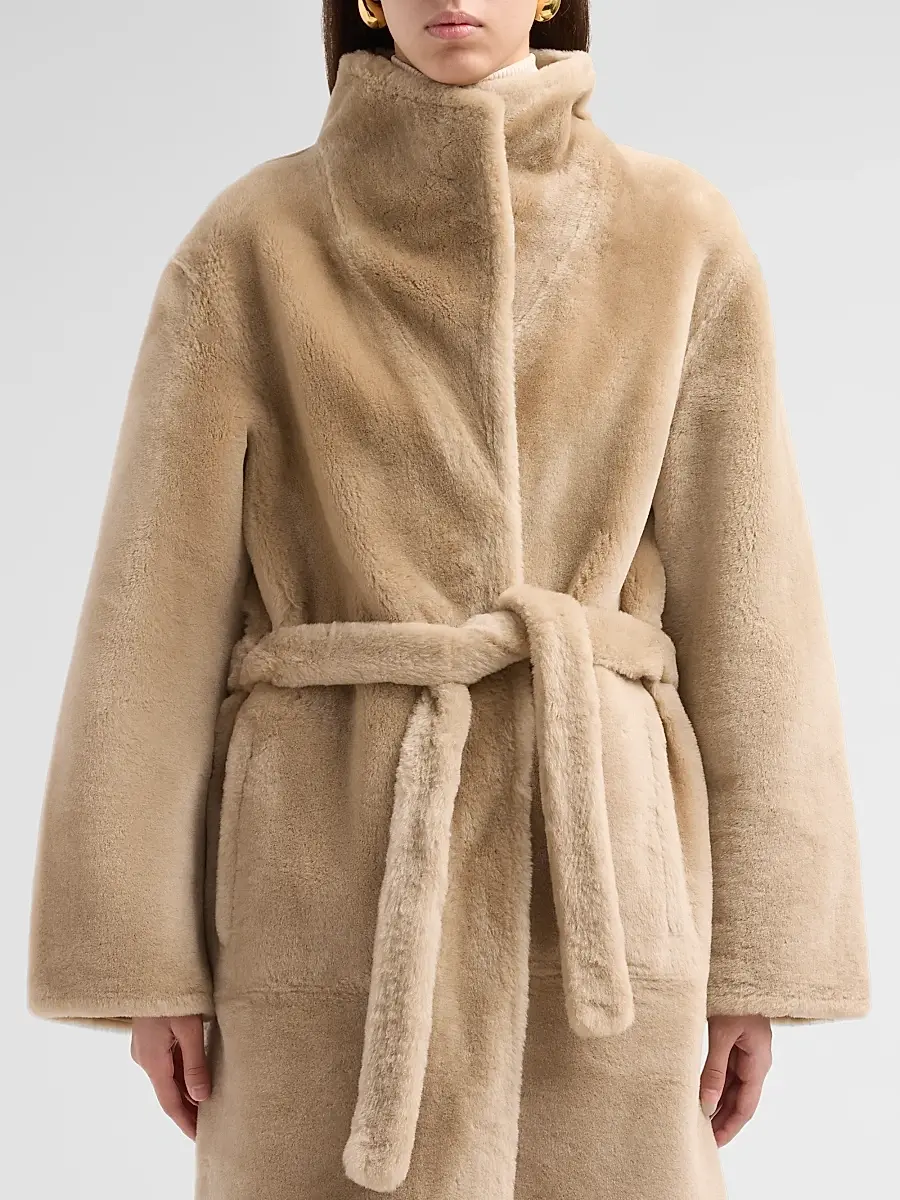 Yves Salomon Women's Shearling & Leather Reversible Coat | Thumbnail 5 Yves Salomon Women's Shearling & Leather Reversible Coat | Thumbnail 5