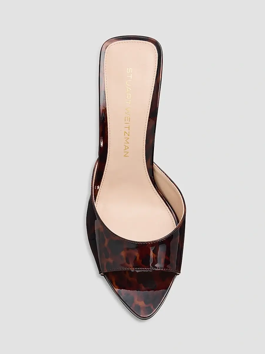 Stuart Weitzman Women's Lexington 85MM Tortoiseshell Patent Leather Mules | Thumbnail 6