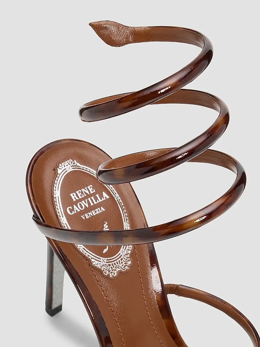 René Caovilla Women's Tortoiseshell Patent Leather 105MM Snake-Wrap Sandals | Thumbnail 5 René Caovilla Women's Tortoiseshell Patent Leather 105MM Snake-Wrap Sandals | Thumbnail 5