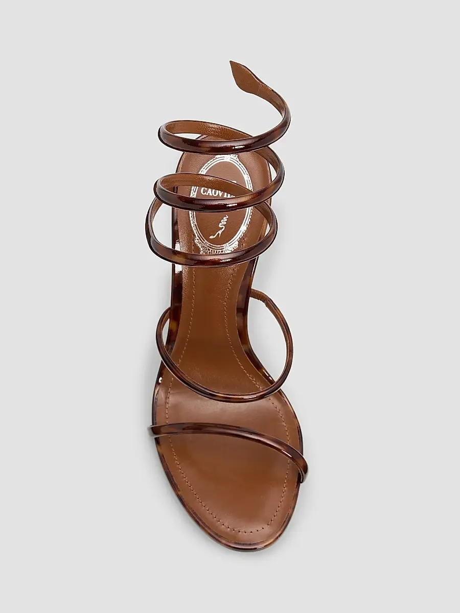 René Caovilla Women's Tortoiseshell Patent Leather 105MM Snake-Wrap Sandals | Thumbnail 6 René Caovilla Women's Tortoiseshell Patent Leather 105MM Snake-Wrap Sandals | Thumbnail 6
