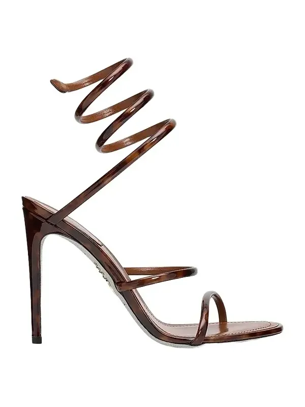 Women's Tortoiseshell Patent Leather 105MM Snake-Wrap Sandals Women's Tortoiseshell Patent Leather 105MM Snake-Wrap Sandals