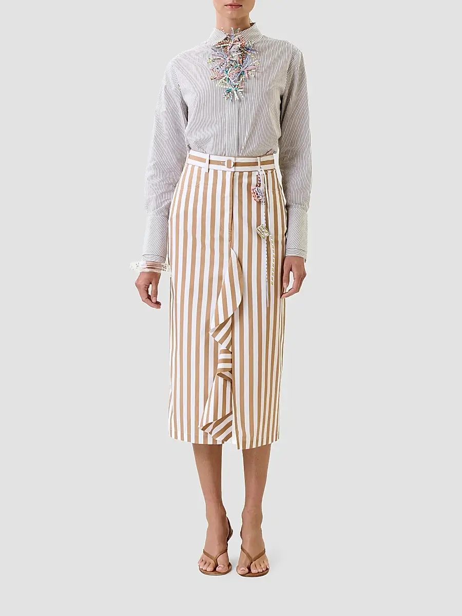 Silvia Tcherassi Women's Karena Appliquéd Striped Cotton Shirt | Thumbnail 2 Silvia Tcherassi Women's Karena Appliquéd Striped Cotton Shirt | Thumbnail 2
