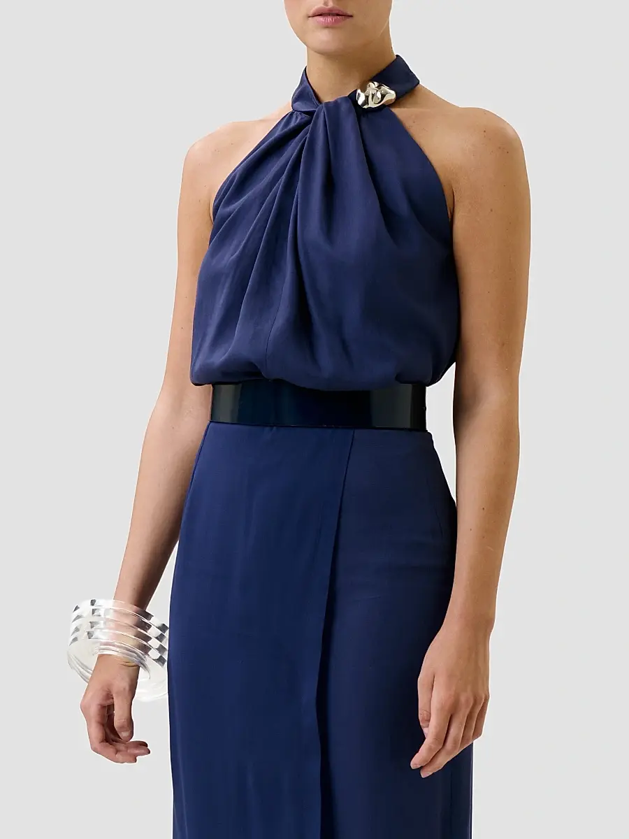 Silvia Tcherassi Women's Shela Embellished Halterneck Blouse | Thumbnail 3