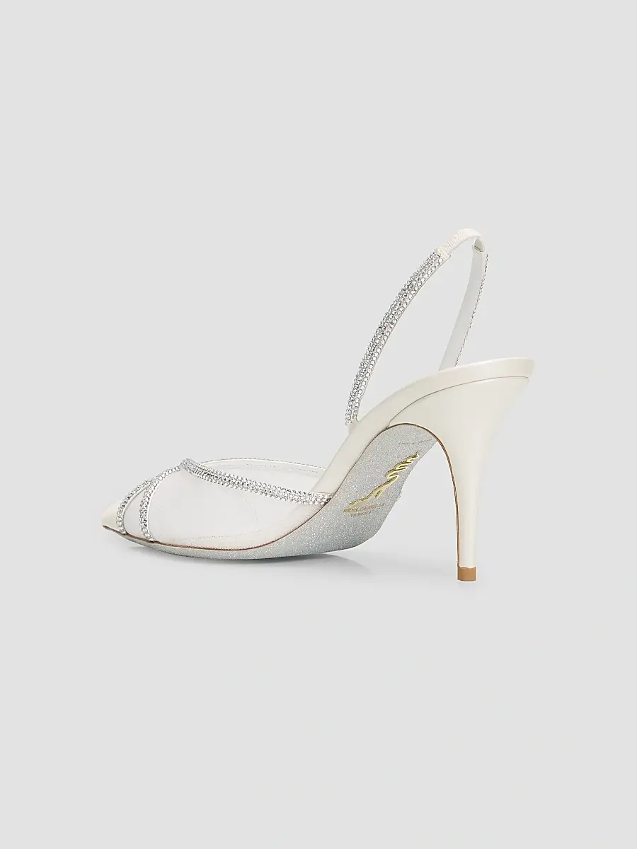 René Caovilla Women's Crystal-Embellished Satin 80MM Slingback Pumps | Thumbnail 2 René Caovilla Women's Crystal-Embellished Satin 80MM Slingback Pumps | Thumbnail 2