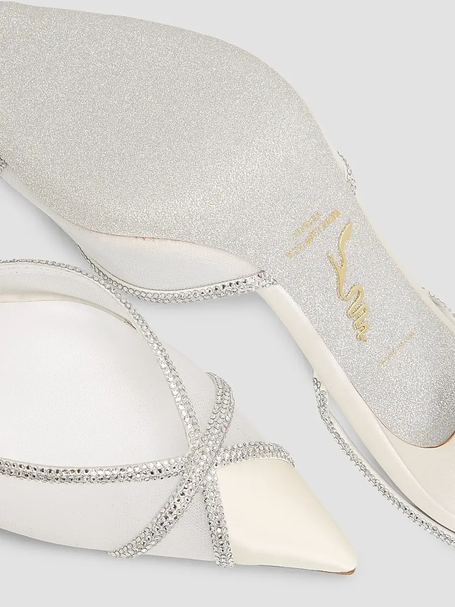 René Caovilla Women's Crystal-Embellished Satin 80MM Slingback Pumps | Thumbnail 3 René Caovilla Women's Crystal-Embellished Satin 80MM Slingback Pumps | Thumbnail 3