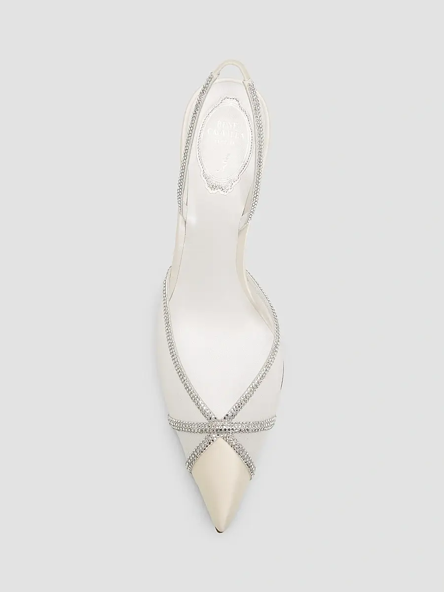 René Caovilla Women's Crystal-Embellished Satin 80MM Slingback Pumps | Thumbnail 4 René Caovilla Women's Crystal-Embellished Satin 80MM Slingback Pumps | Thumbnail 4