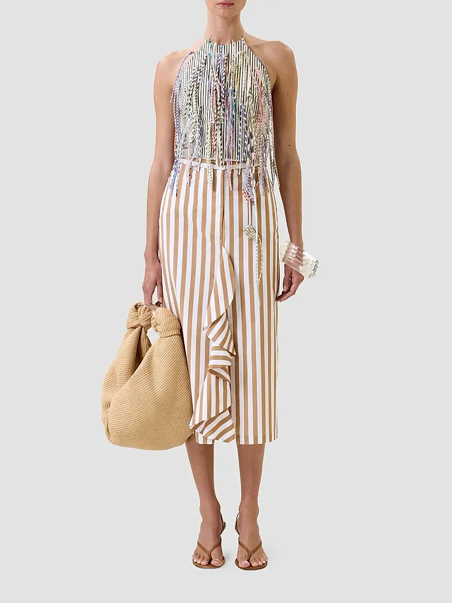 Silvia Tcherassi Women's Liuba Striped Cotton Midi Skirt | Thumbnail 2 Silvia Tcherassi Women's Liuba Striped Cotton Midi Skirt | Thumbnail 2