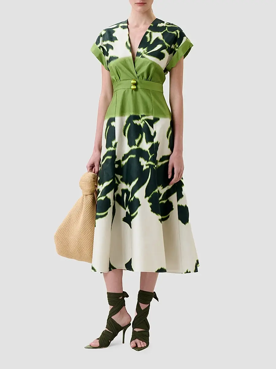 Silvia Tcherassi Women's Maida Floral Stretch-Cotton Midi Dress | Thumbnail 2