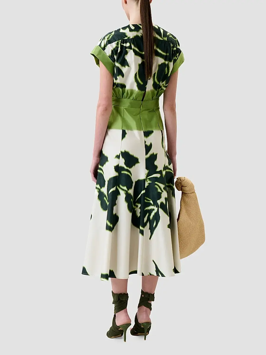Silvia Tcherassi Women's Maida Floral Stretch-Cotton Midi Dress | Thumbnail 3