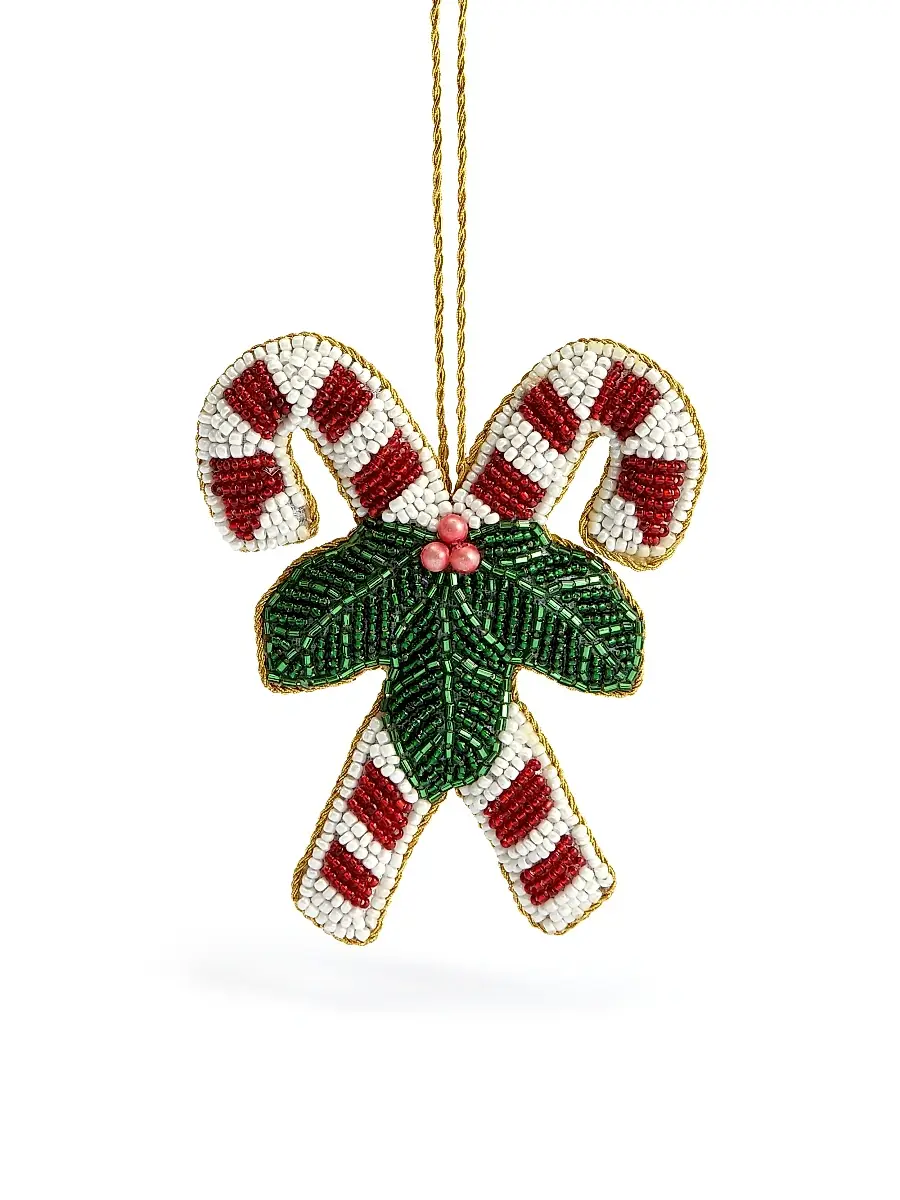 Double Candy Cane Beaded Ornament Double Candy Cane Beaded Ornament
