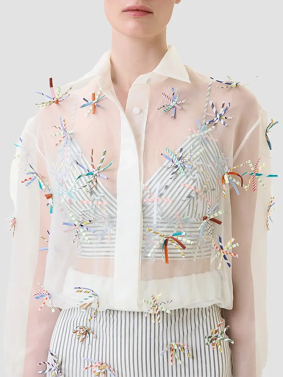 Silvia Tcherassi Women's Katniss Embroidered Cropped Jacket | Thumbnail 2