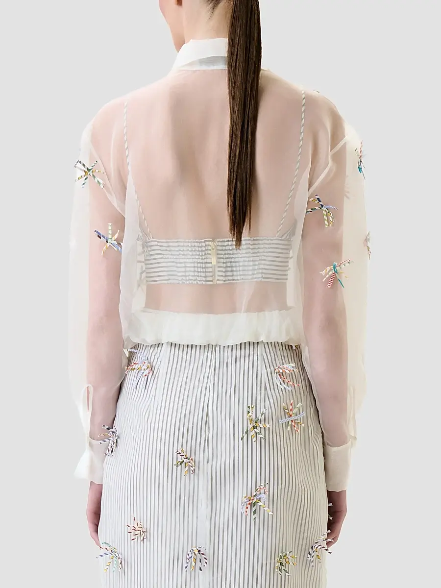 Silvia Tcherassi Women's Katniss Embroidered Cropped Jacket | Thumbnail 3