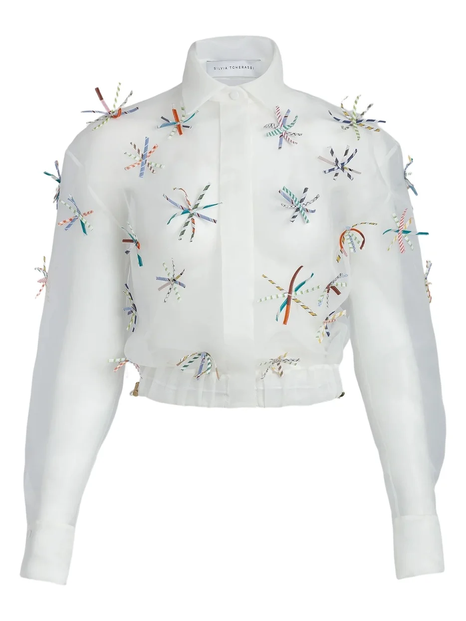 Silvia Tcherassi Women's Katniss Embroidered Cropped Jacket