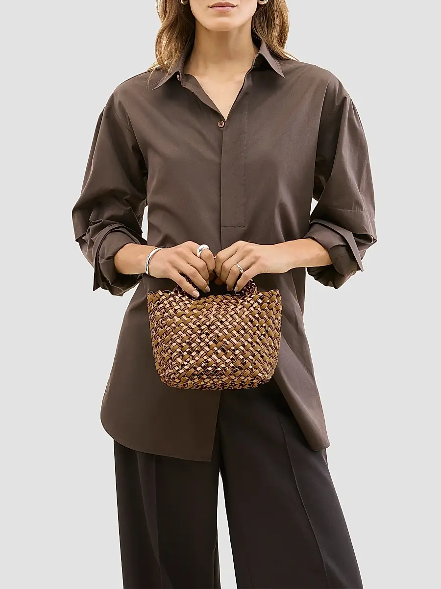 Naghedi Women's St. Barths Petit Double Weave Top Handle Bag | Thumbnail 3