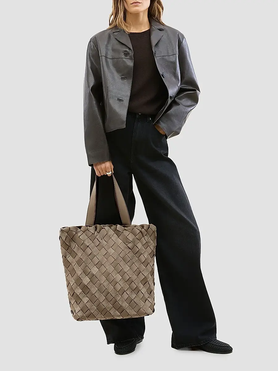 Naghedi Women's Como Shopper Striped Suede Tote Bag | Thumbnail 2