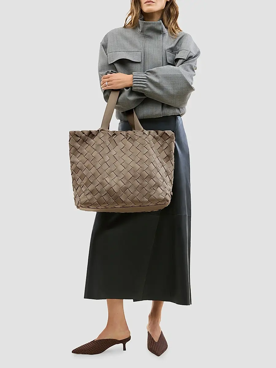 Naghedi Women's Como Medium Striped Suede Tote Bag | Thumbnail 2