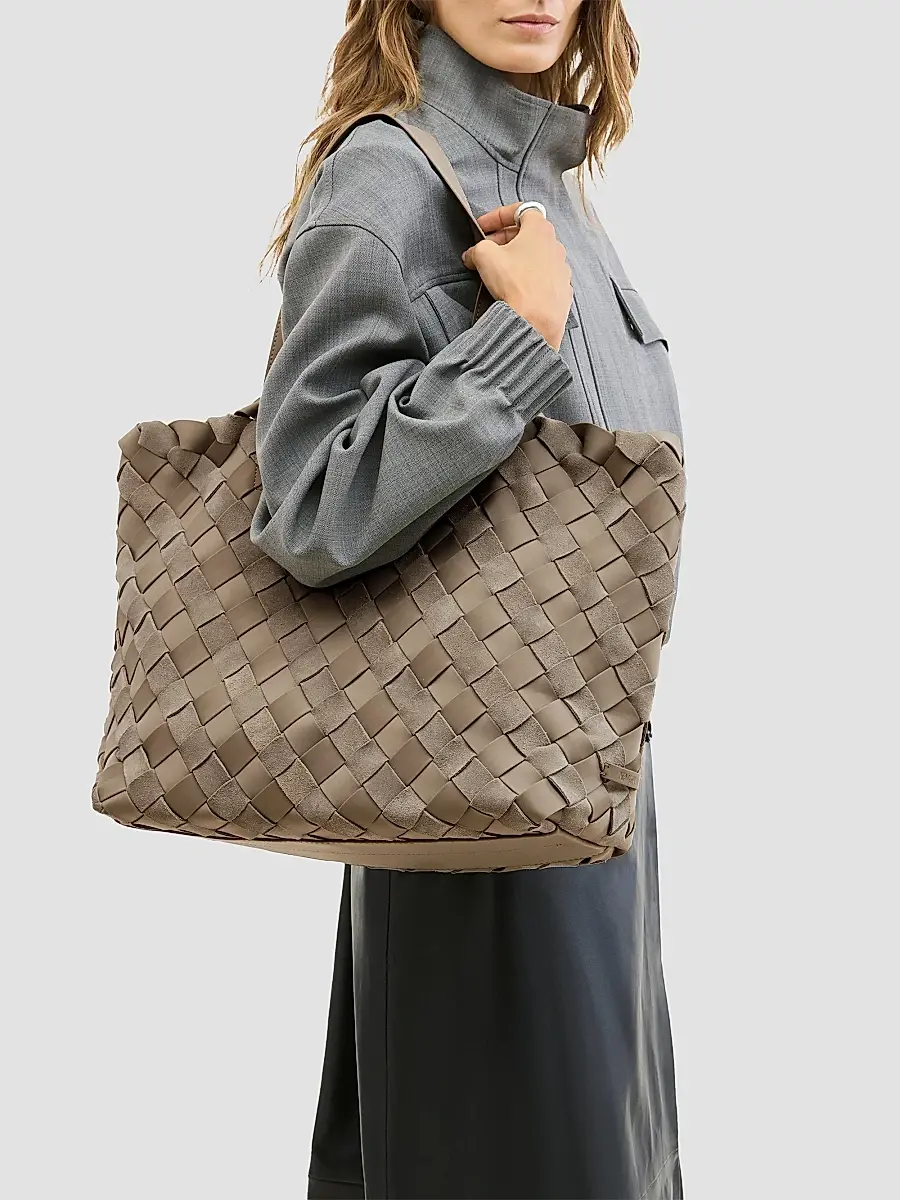 Naghedi Women's Como Medium Striped Suede Tote Bag | Thumbnail 3