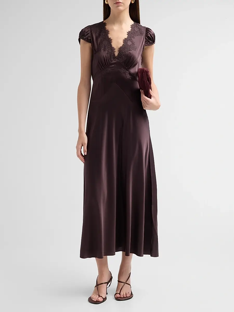 DÔEN Women's Coraline Silk Lace-Trimmed Dress | Thumbnail 2 DÔEN Women's Coraline Silk Lace-Trimmed Dress | Thumbnail 2