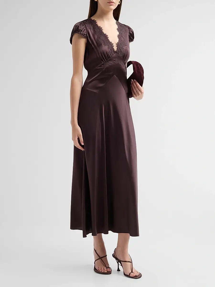 DÔEN Women's Coraline Silk Lace-Trimmed Dress | Thumbnail 4 DÔEN Women's Coraline Silk Lace-Trimmed Dress | Thumbnail 4