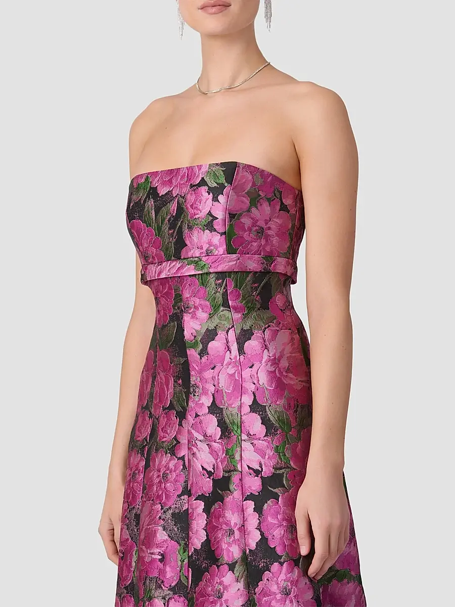 Shoshanna Women's Nia Floral Jacqaurd Strapless Gown | Thumbnail 4 Shoshanna Women's Nia Floral Jacqaurd Strapless Gown | Thumbnail 4