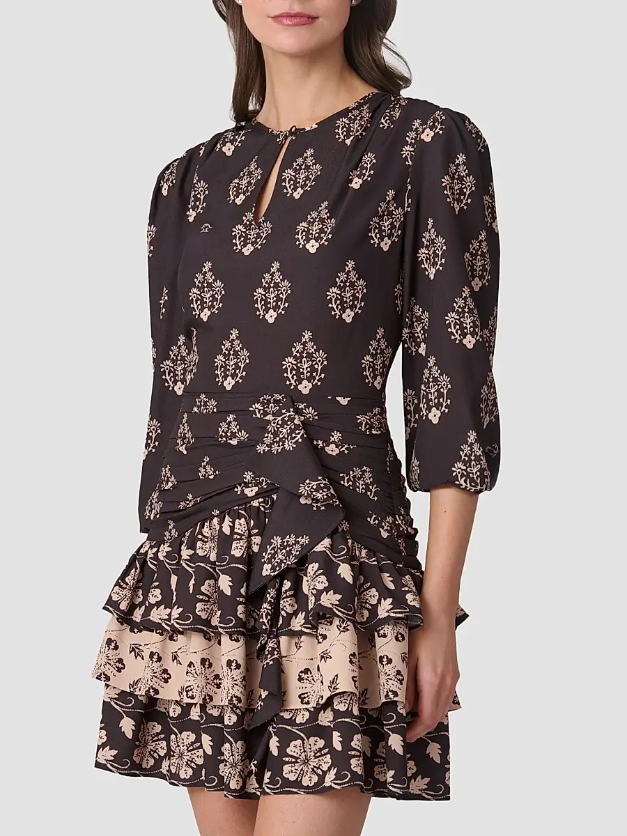 Shoshanna Women's Janelle Printed Ruffle Mini Dress | Thumbnail 4 Shoshanna Women's Janelle Printed Ruffle Mini Dress | Thumbnail 4