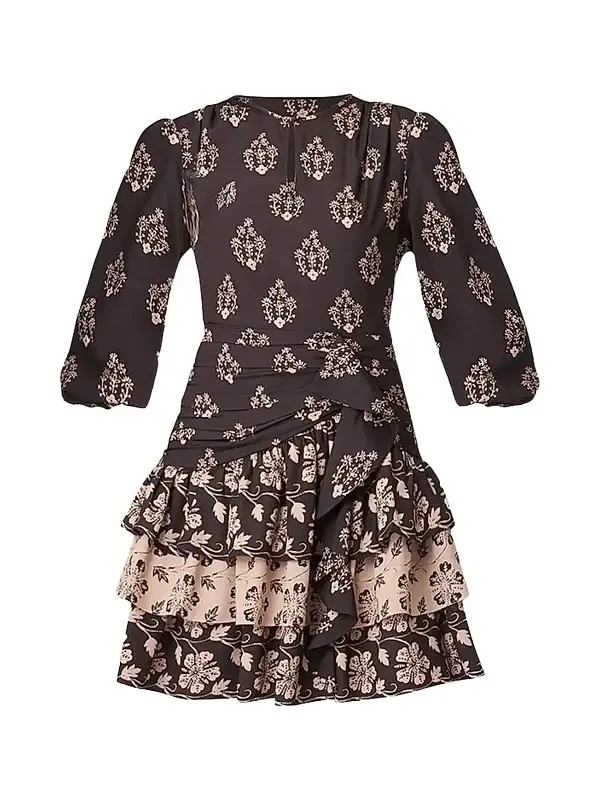 Shoshanna Women's Janelle Printed Ruffle Mini Dress