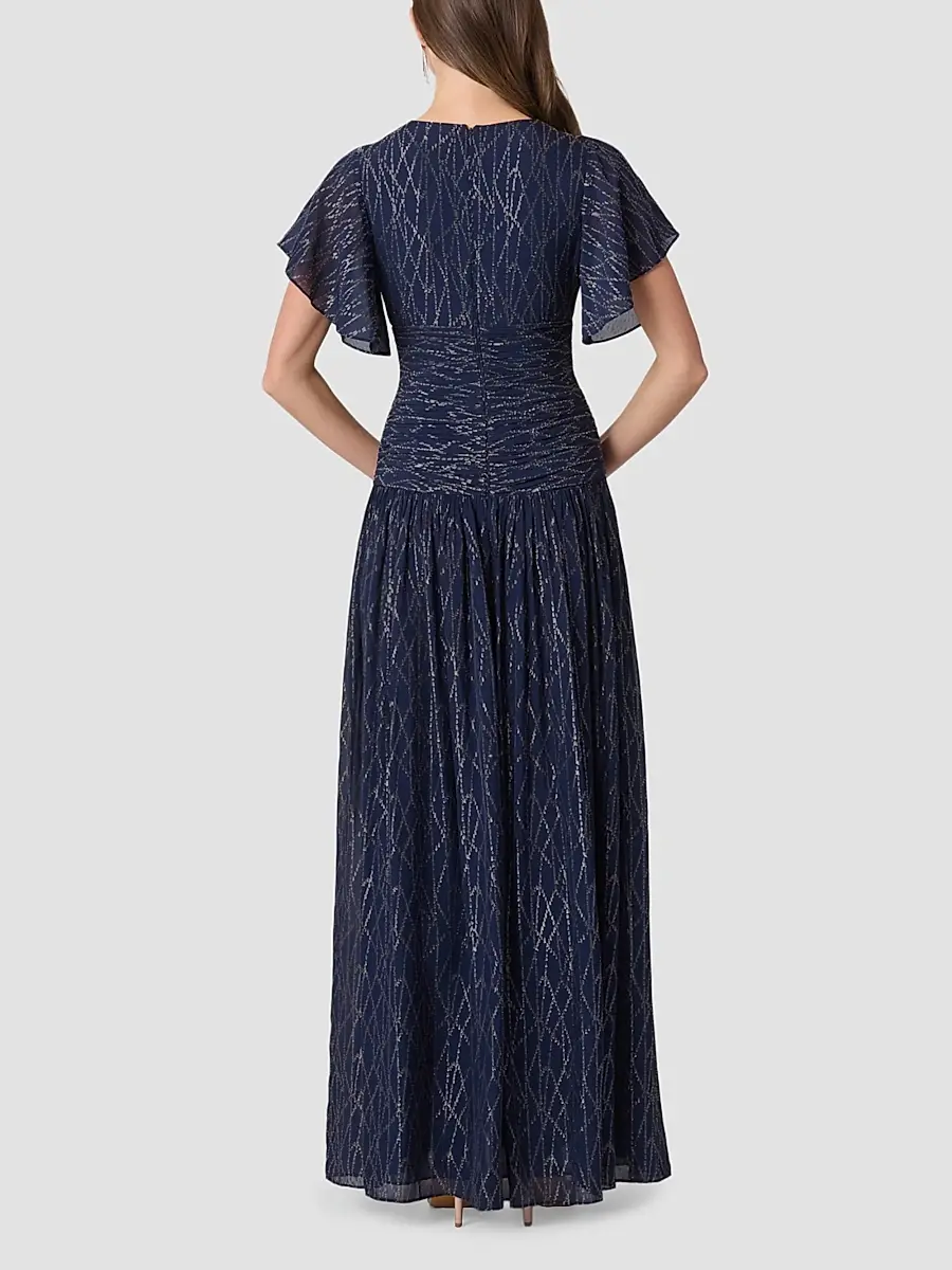 Shoshanna Women's Lilly Abstract Metallic Chiffon Surplice Maxi Dress | Thumbnail 3 Shoshanna Women's Lilly Abstract Metallic Chiffon Surplice Maxi Dress | Thumbnail 3