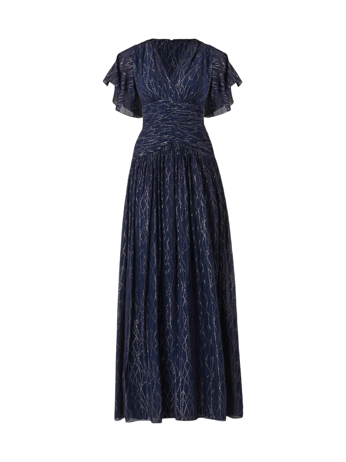 Women's Lilly Abstract Metallic Chiffon Surplice Maxi Dress