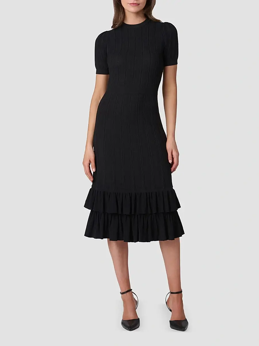 Shoshanna Women's Savannah Ruffle Midi Dress | Thumbnail 2 Shoshanna Women's Savannah Ruffle Midi Dress | Thumbnail 2