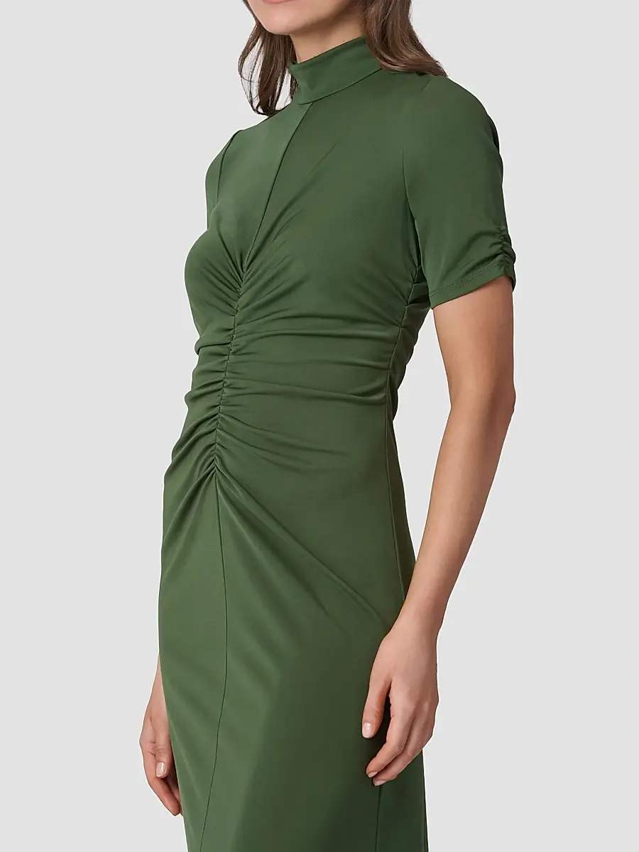 Shoshanna Women's Shelly Ruched Midi Dress | Thumbnail 4 Shoshanna Women's Shelly Ruched Midi Dress | Thumbnail 4