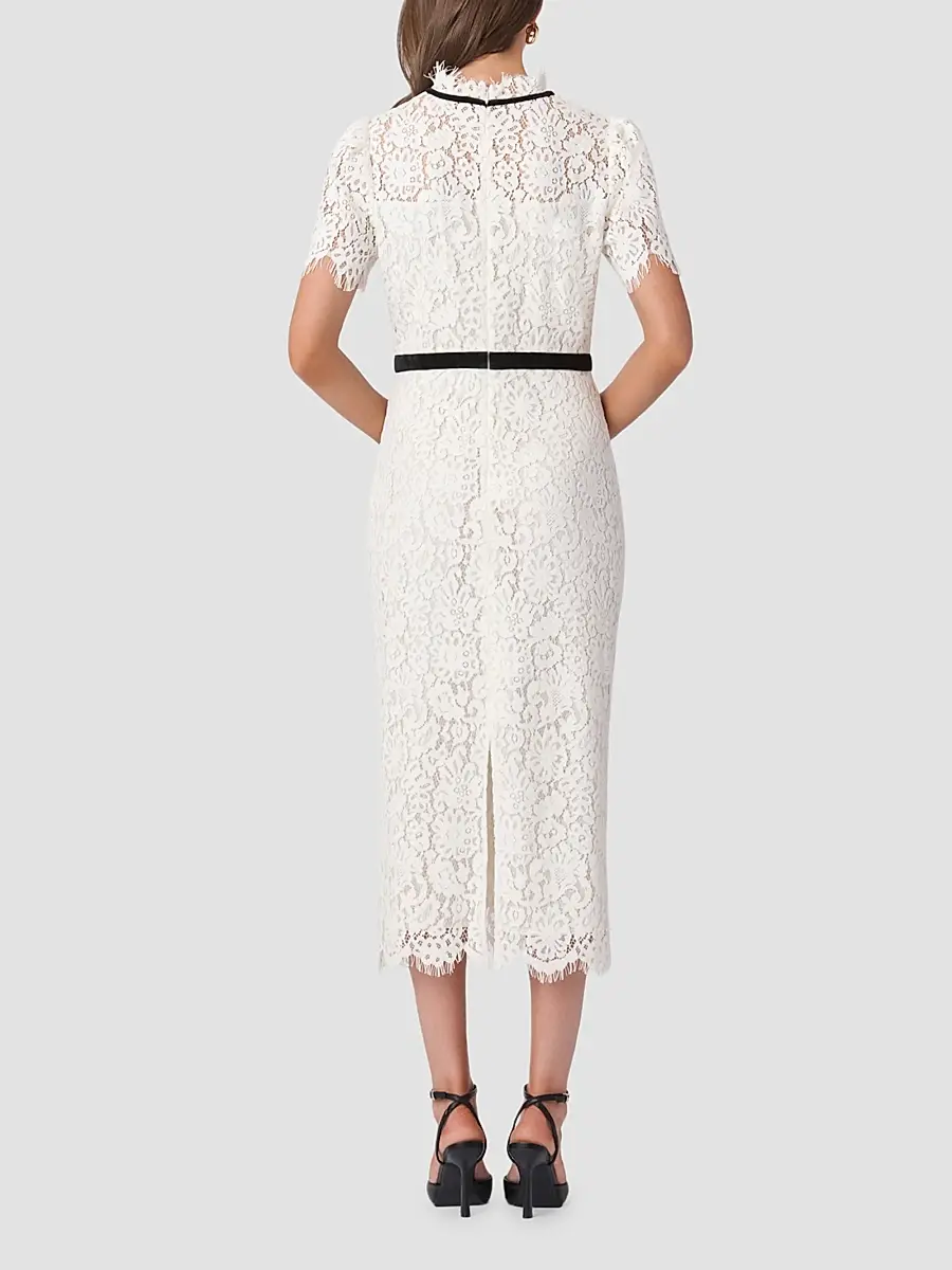 Shoshanna Women's Elyse Lace Velve Ribbon Midi Dress | Thumbnail 3 Shoshanna Women's Elyse Lace Velve Ribbon Midi Dress | Thumbnail 3