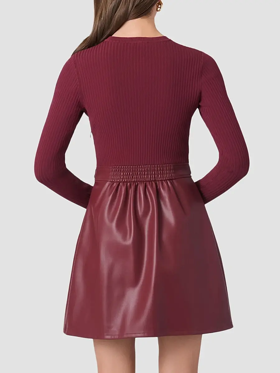 Shoshanna Women's Meritt Knit & Faux Leather Mini Dress | Thumbnail 3 Shoshanna Women's Meritt Knit & Faux Leather Mini Dress | Thumbnail 3