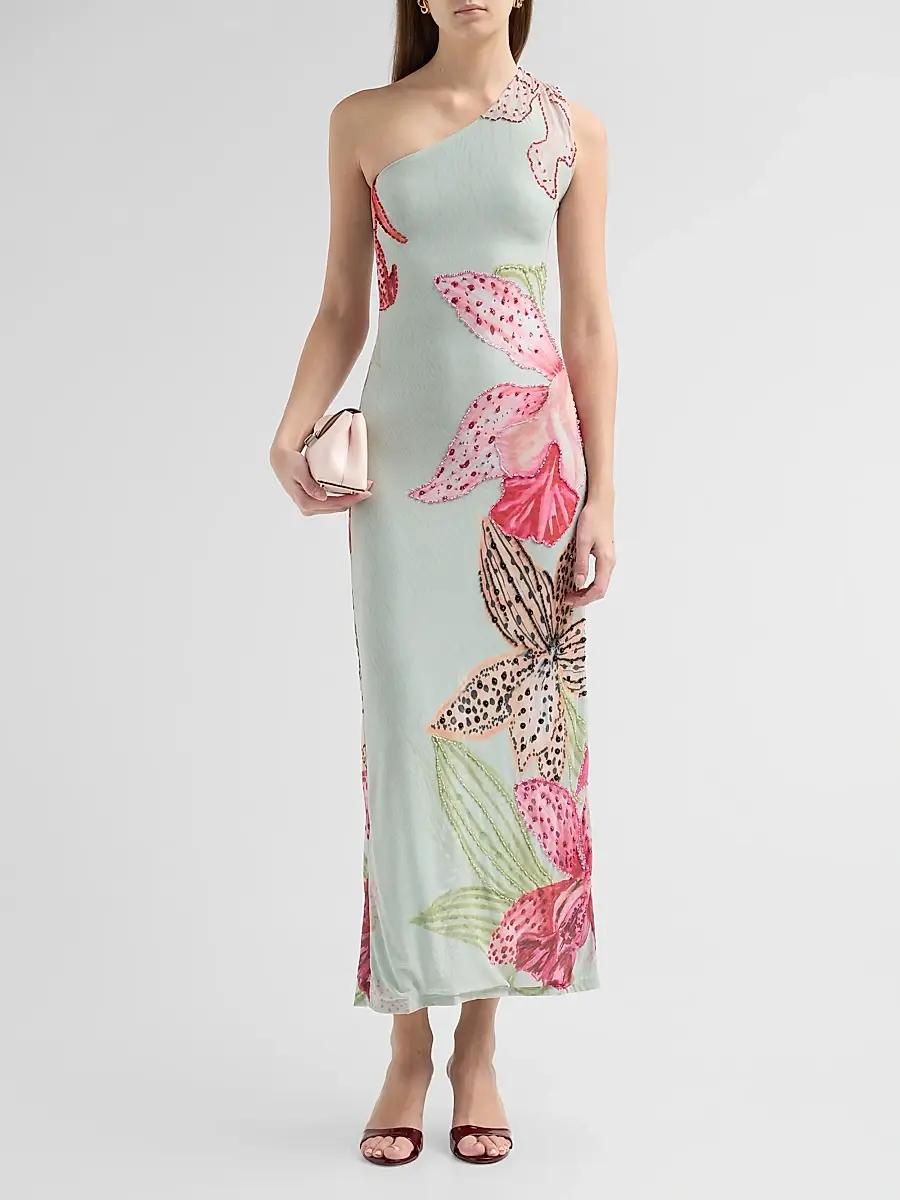 PatBo Women's Orchid Bloom One-Shoulder Beaded Tulle Maxi Dress | Thumbnail 2 PatBo Women's Orchid Bloom One-Shoulder Beaded Tulle Maxi Dress | Thumbnail 2