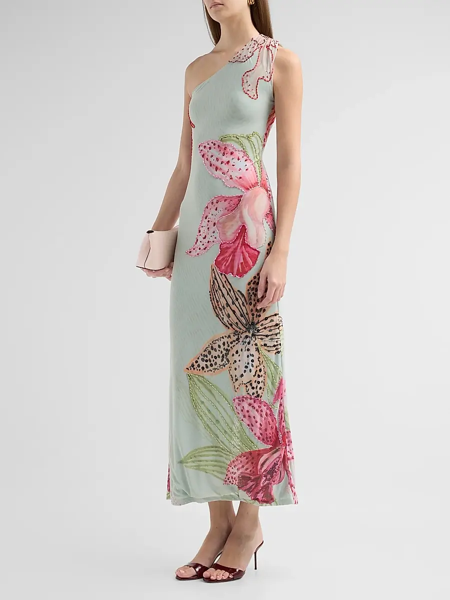 PatBo Women's Orchid Bloom One-Shoulder Beaded Tulle Maxi Dress | Thumbnail 4 PatBo Women's Orchid Bloom One-Shoulder Beaded Tulle Maxi Dress | Thumbnail 4