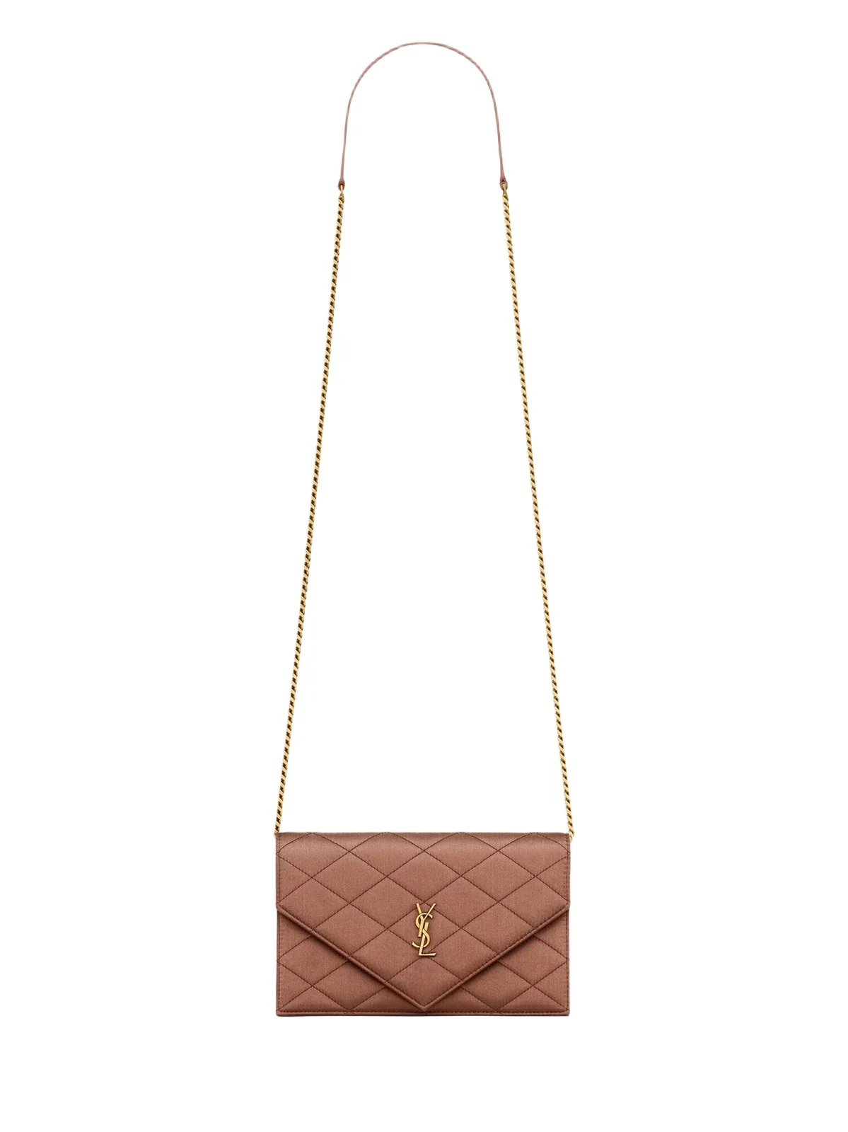Saint Laurent Women's Paris Chain Wallet in Satin - Antic Pink