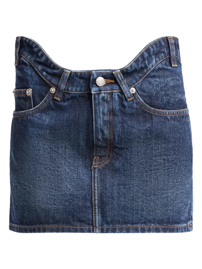 Women's Curvy Waist Denim Mini Skirt