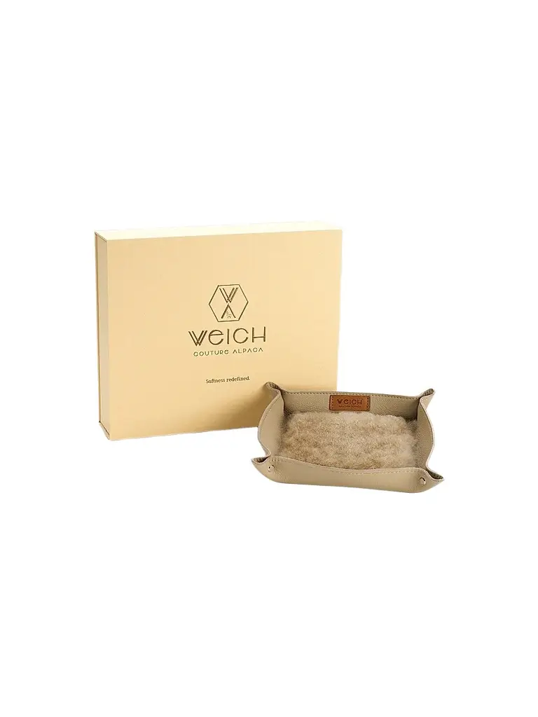 Weich Couture Alpaca Todo Leather & Alpaca Fur Square Catchall Tray
