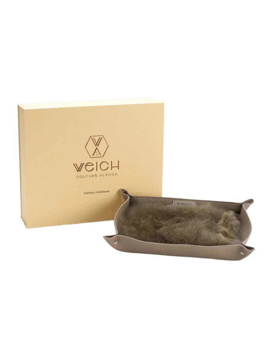 Weich Couture Alpaca Todo Leather & Alpaca Fur Rectangular Catchall Tray