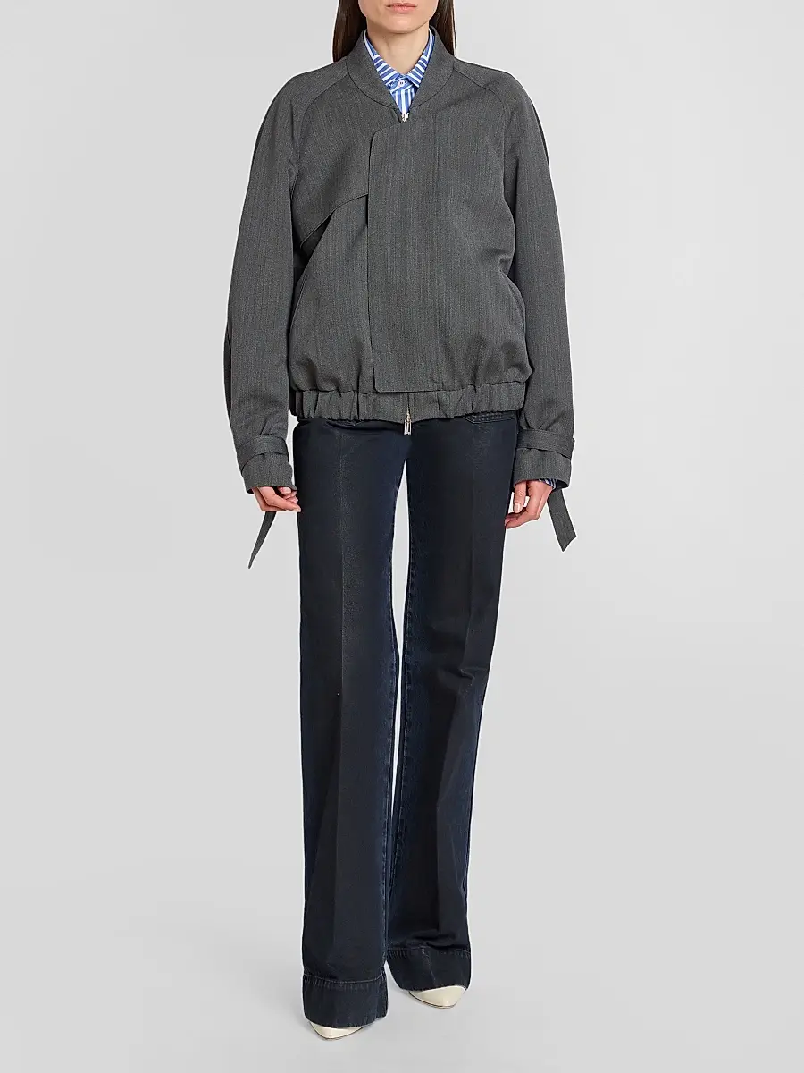 Victoria Beckham Women's Scarf Virgin Wool Bomber Jacket | Thumbnail 6 Victoria Beckham Women's Scarf Virgin Wool Bomber Jacket | Thumbnail 6