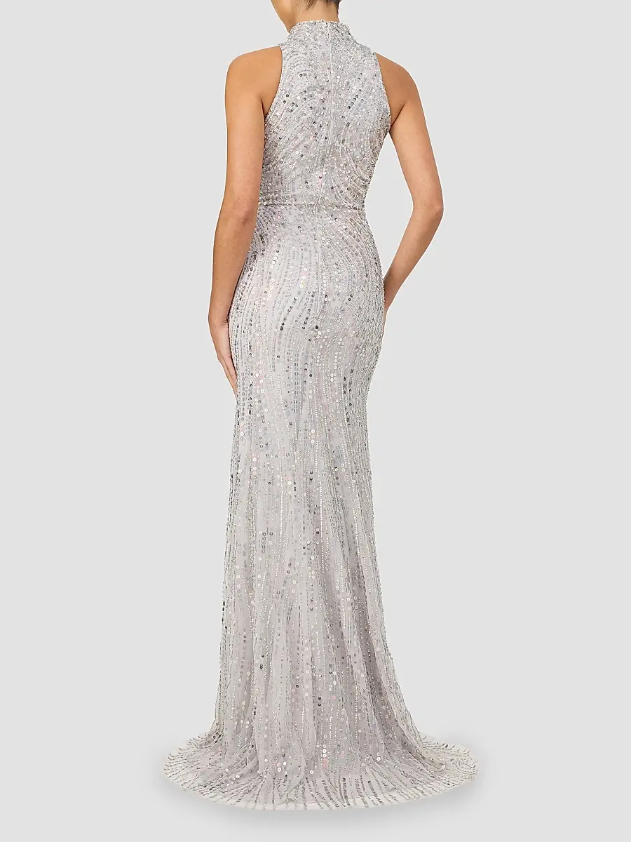 Jenny Packham Women's Cosmea Embellished Mock Turtleneck Gown | Thumbnail 3 Jenny Packham Women's Cosmea Embellished Mock Turtleneck Gown | Thumbnail 3