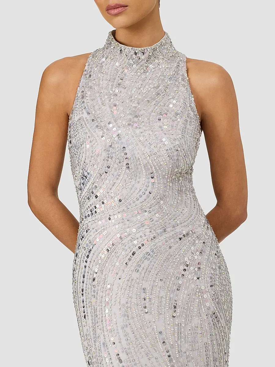 Jenny Packham Women's Cosmea Embellished Mock Turtleneck Gown | Thumbnail 4 Jenny Packham Women's Cosmea Embellished Mock Turtleneck Gown | Thumbnail 4