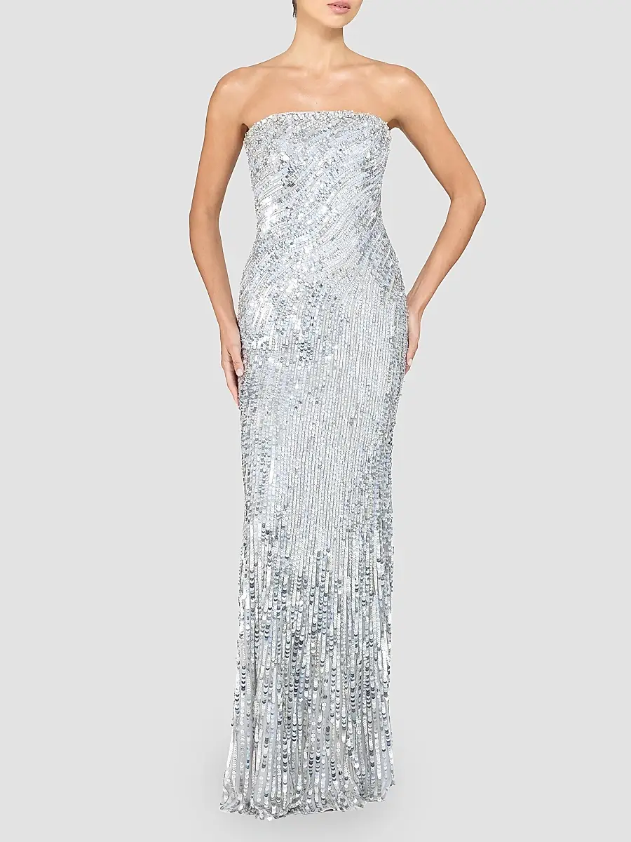 Jenny Packham Women's Helix Sequined Strapless Gown | Thumbnail 2 Jenny Packham Women's Helix Sequined Strapless Gown | Thumbnail 2