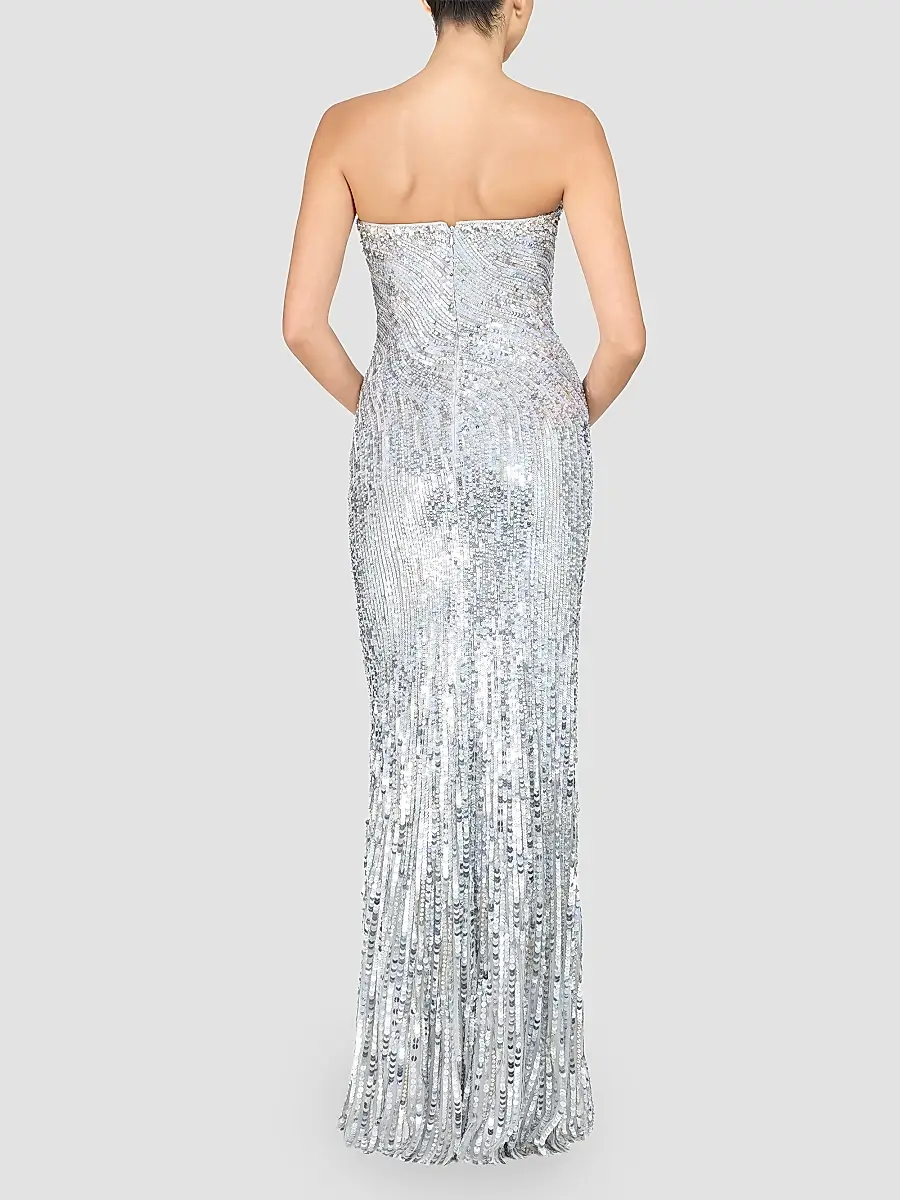 Jenny Packham Women's Helix Sequined Strapless Gown | Thumbnail 3 Jenny Packham Women's Helix Sequined Strapless Gown | Thumbnail 3